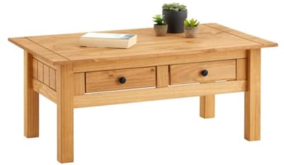 Salontafel - Woonkamertafel - Woonkamer Inrichten - Twee schuifladen - 100 x 60 cm - Gebeitst/Gewaxt