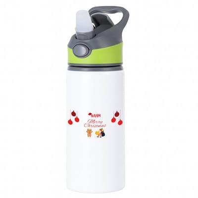 Hacebo® - Kerst merry christmas met eigen naam waterfles met rietje groen - Kerstmis - Kerst beker - winter - kerst - christmas - kerst cadeau - water fles - 650ML