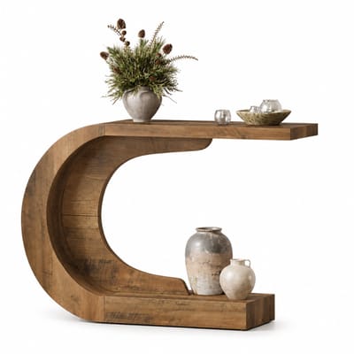 CORE Consoletafel - C-vormige entreetafel - Sidetable - Haltafel - Gangtafel - Bijzettafel - 110x35x75cm - Bruin
