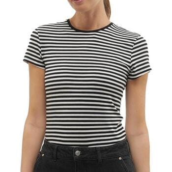 Vero Moda T-shirt Vmines Fiona Ss O-neck Top Vma Noos 10300882 Black Stripes Snow White Dames Maat - M