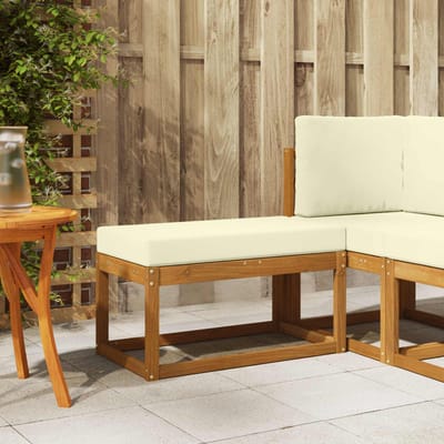 vidaXL - Buiten - Stoolbench - Massief - Acacia - Hout - Natuurlijk - en - Crème