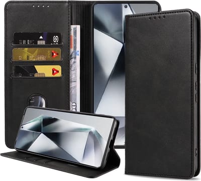 Smartphonica Telefoonhoesje geschikt voor Samsung Galaxy S24 Ultra kunstleren Hoesje met Magnetische sluiting en Pasjeshouders Book Case met Klepje - Zwart geschikt voor Samsung Galaxy S24 Ultra