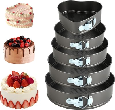 Ronde Bakvorm Set met Antiaanbaklaag en Lekvrije Bodem – 5 Maten (20-28 cm) voor Taart, Cake en Quiche