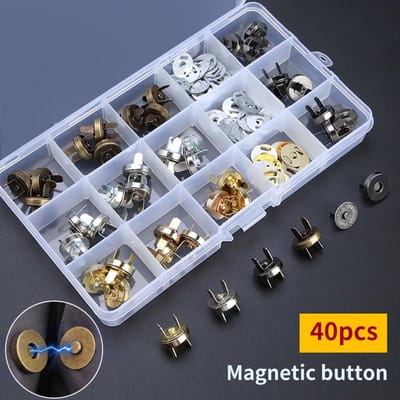 Eenvoudig te bevestigen 14mm magnetische drukknoopjes - 40 set meerkleurig pak voor naaien en handwerken, duurzame & stijlvolle metalen sluitingen