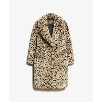 Superdry - Vintage lange jas van imitatiebont - Dames - Buitenjassen