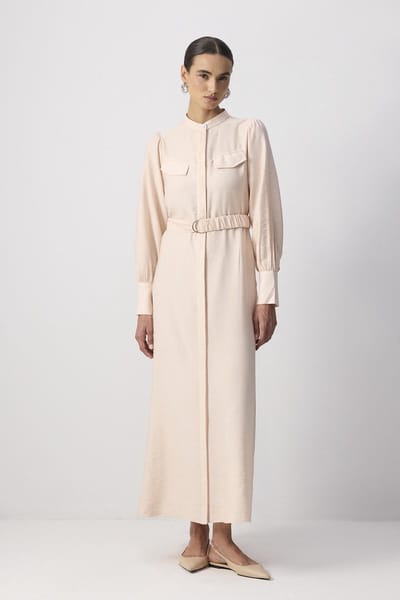 Touché Privé - Viscose jurk met ceintuur - Babyroze - Dames