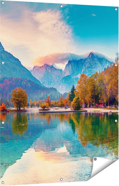 Gards Tuinposter Meer - 90x120 cm - Tuindoek - Tuindecoratie - Wanddecoratie buiten - Tuinschilderij