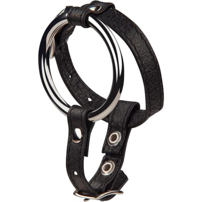 Rimba - Cock Strap - Penisband - Cockring - Luxe Leren penisbandje Met Metalen Cockring En Ballenspreider 35 mm