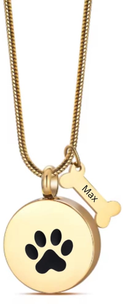Ashanger Hondenpoot inclusief Graveren | Luxe Ashanger Goud met Hondenpoot | Ronde Ashanger met hondenpoot | Ashanger Hemelcirkel | Herdenkingssieraad voor Honden | Asketting inclusief graveren | Petshop Seven