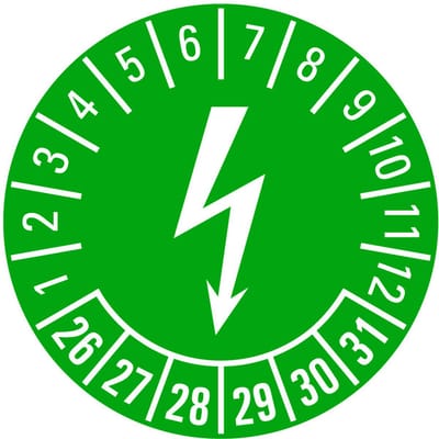 Elektrische keuringssticker 26-31 - vel 20 mm - 36 per kaart
