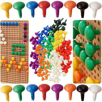 Masterkidz Kleurrijke Jumbo-pinnen voor stuurpenbord 128 stuks - 8 kleuren - UNI