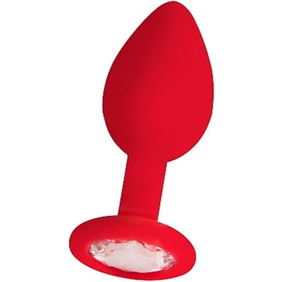 Siliconen butt plug Rood Regular met diamant