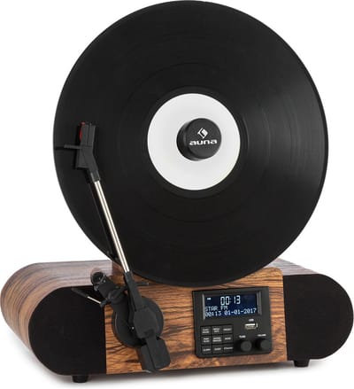 Verticalo SE DAB retro platenspeler DAB+ UKW-tuner USB BT AUX hout
