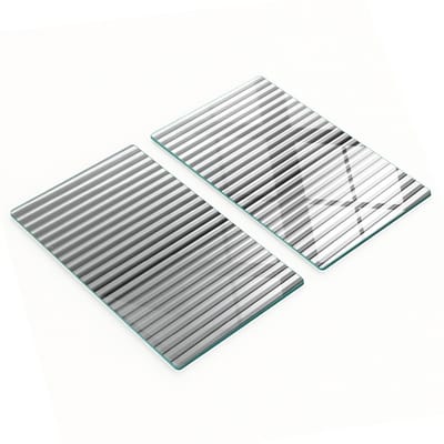 Multifunctionele decoratieve glazen borden met stalen strepen, zilverkleurig, 2x30x52 cm