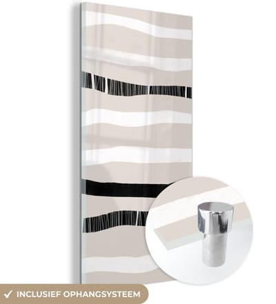 MuchoWow® Glasschilderij 60x120 cm - Schilderij acrylglas - Lijn - Pastel - Minimalisme - Patronen - Foto op glas - Schilderijen