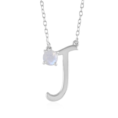 Cavill - Zilveren Halsketting - 925 Sterling Zilver Platina Geplatineerd - Regenboog Maansteen 0 406 ct Rond 5 mm - Verstelbaar Elegant Design