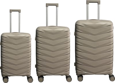 Nicomar Travelmaster 3 delige kofferset L, M, S Taupe kleur harde koffers met dubbele licht rollende spinwielen cijferslot 3x Hardcase koffer