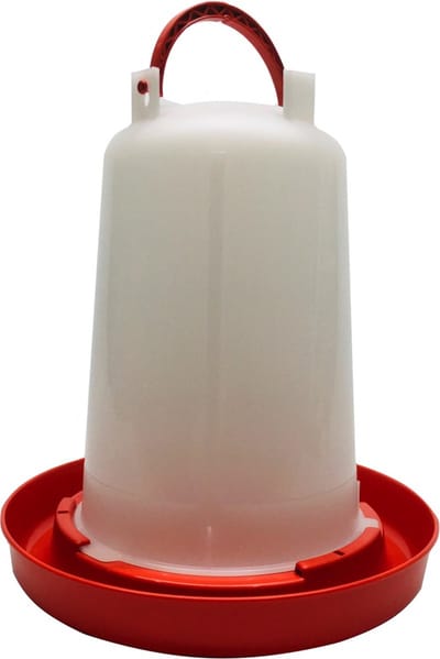 Drinkklok Pluimvee - 6 Liter - Rood/Wit - Met Handvat