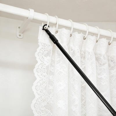 Gordijnstang met haak - Bedieningsstang - Raambekleding bedienen - Telescopisch verstelbaar - 35-60 cm - Zwart