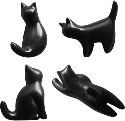 Dailygoods- Koelkaststicker 4 Stuks - Kleine Zwarte Katten - Creatieve Decoratie - Duurzaam Hars - Eenvoudig te Installeren - Verfraaiing voor Metalen Oppervlakken - Fridge Magnet