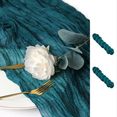 PolkaHome® 1 stuk blauw Kaasdoeken Tafelloper – Katoenen Kaas Doek Tafelkleed – Tafellopers Textiel & Tafelzeil 90x380 cm – Tafel Loper Kaas Doek, Kaasdoek (Pauw blauw)
