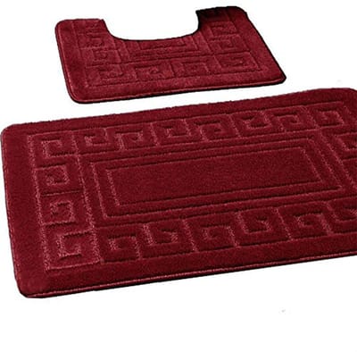 Store_7 - Anti-slip badmat - Set van 2 - Comfortabel en veilig - Burgund - Geschikt voor badkamer en toilet - Inclusief toiletemat