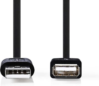USB-Kabel - USB 2.0 - USB-A Male - USB-A Female - 7.5 W - 480 Mbps - Vernikkeld - 1.00 m - Rond - PVC - Zwart - Label