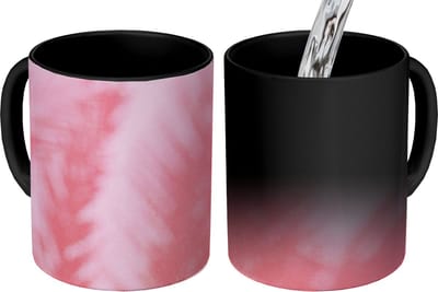 Magische Mok - Foto op Warmte Mokken - Koffiemok - Planten - Bladeren - Roze - Magic Mok - Beker - 350 ML - Theemok