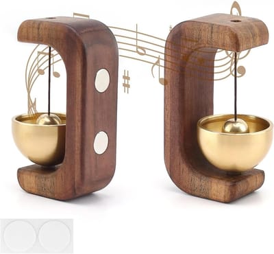 Houten Magnetische Deurbeller met 2 Stuks Dubbelzijdige Plakband - Eenvoudig te Bevestigen Zonder Boren voor Deuren, Koelkasten en Winkels