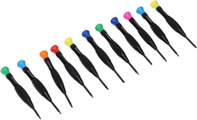 Precisie Schroevendraaierset - Mini Gereedschap - Elektronica Reparatie - Magnetische Tips - 11 Delig - Grijs