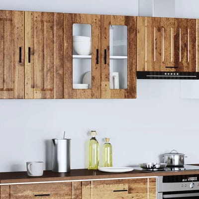 vidaXL - Keukenbovenkast - met - glazen - deur - Porto - oud - houtkleurig