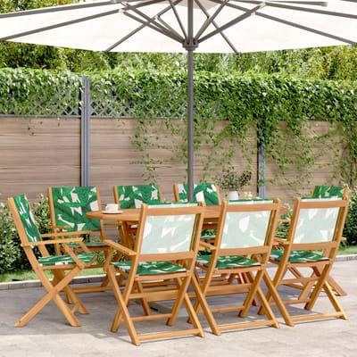 vidaXL - Opklapbare - stoelen, - 8 - stuks, - groene - stof - en - massief - hout.