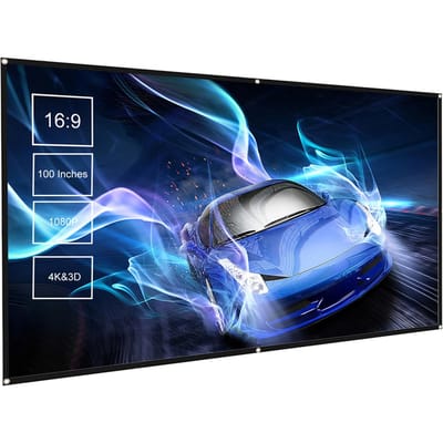 Écran de projecteur 100 pouces Format large 16:9 Écran de Projection Portable Anti-froissage Pliable Intérieur Extérieur Projecteur 100 inches blanc