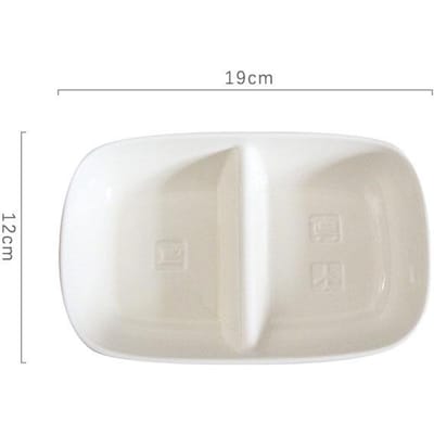 Japans Eenvoudig Kinder Servies Thuis Twee Compartimenten Apart Dinerbord Keramisch Fruit Snack Schaal Ontbijt Salade Dienblad beige