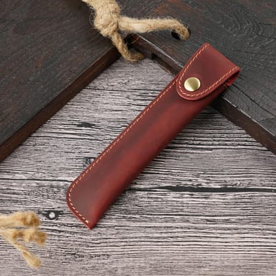 Retro Vulpen Etui Echt Leer Handgemaakt Potloodzakje Penhoes Schrijfwaren Creatieve Beschermhoes Schoolspullen