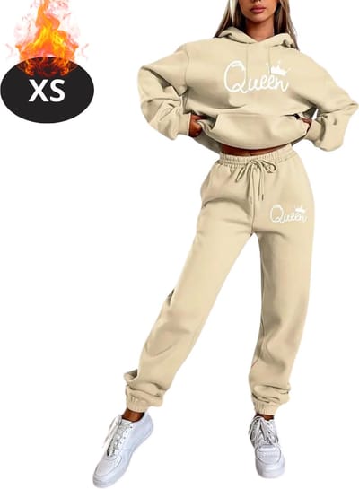 Nivard Joggingpak - Huispak - Volwassenen - Trainingspak - Comfortabel - Joggingsbroek - Tracksuit - Dames - Winter - Abrikoos - XS