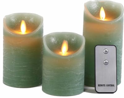 Anna's Collection Stompkaarsen - 3x st - jade groen - LED kaarsen - afstandsbediening