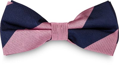 Roze & Marineblauw Gestreepte Zijden Vlinderdas