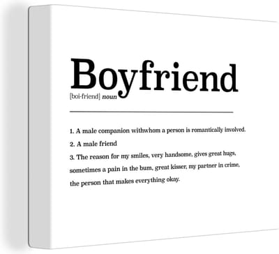 Canvas Schilderij Woordenboek - Vriend definitie - Boyfriend - Spreuken - Quotes - 40x30 cm - Wanddecoratie