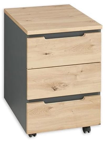Rolcontainer bureau in Artisan eikenlook - mobiele bureaukast met laden - 45 x 66 x 55 cm