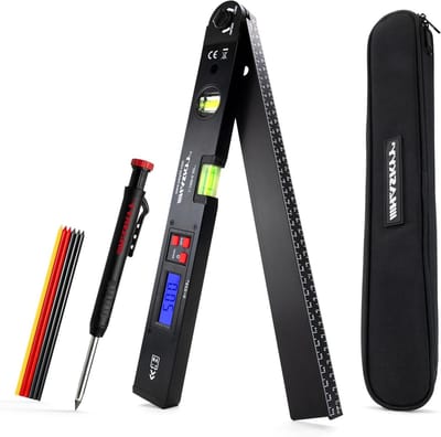 Gereedschap set - Diepe marker gradenboog - Nauwkeurig markeren meten - Digitale LCD waterpas - 420 mm - Zwart
