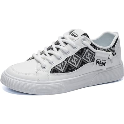 Heren Schoenen met Dikke Zool Gevulkaniseerde Schoenen Heren Sneakers Zomer Ademend Casual Sportschoenen Trend Platte Schoenen Koreaanse Plaat Wandelschoenen 44 white
