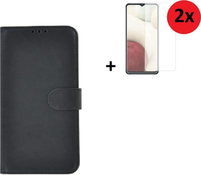 Samsung Galaxy A32 Hoesje - 5G - Samsung Galaxy A32 Screenprotector - Samsung A32 Hoes Wallet Bookcase Zwart + 2x Screenprotector P