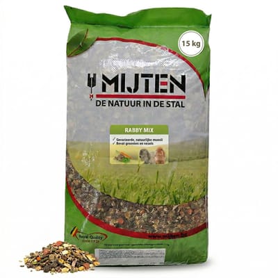 Mijten Rabby Balance - Konijnenvoer Korrel - Volledig Knaagdierenvoer - Uitgebalanceerde Konijnenkorrel - Natuurlijke Ingrediënten - 15kg