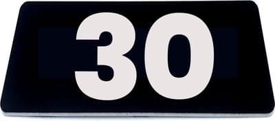 Nummerplaatje 30 - 80 x 50 x 1,6 mm - Zwart/wit - incl. 3M-tape | Nummerbordje - Deur en kamernummer - brievenbusnummers - Gratis verzending - 5 jaar garantie
