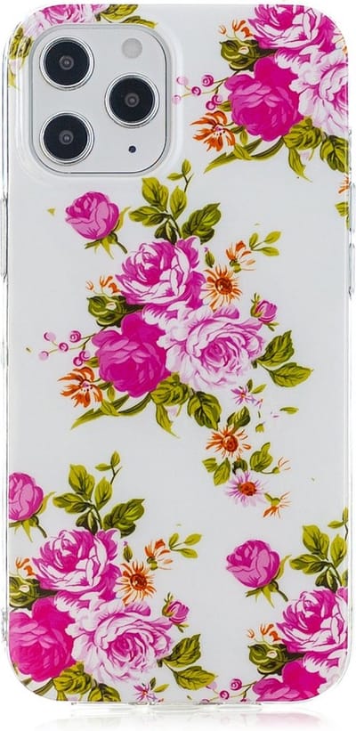 Peachy TPU roosjes hoesje geschikt voor iPhone 12 Pro Max - wit