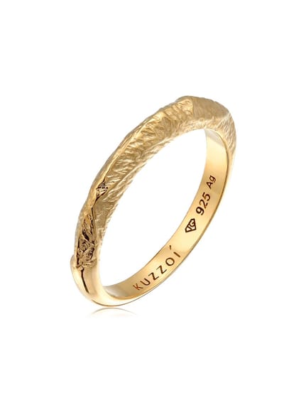 KUZZOI - Ring - Heren Band Ring Smalle Gebruikte Look Solide Trend in 925 Sterling Zilver - Heren