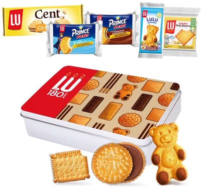 LU koekjesmix 180g - LU 180 jaar jubileum - Lulu beertjes choco, Cent Wafers, Véritable Petit Beurre, Prince pocket chocolade & vanille - 5 stuks individuele verpakte koekjes