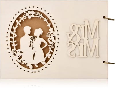 Houten Gastenboek voor Bruiloft, Vintage Decoratie, Fotoalbum voor Jubilea, Perfect Trouwring Geschenk voor Bruidspaar