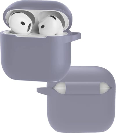 Hoes - Geschikt voor Apple AirPods 4 - Siliconen Hoesje met Clip - Silicone Case Cover - Lila